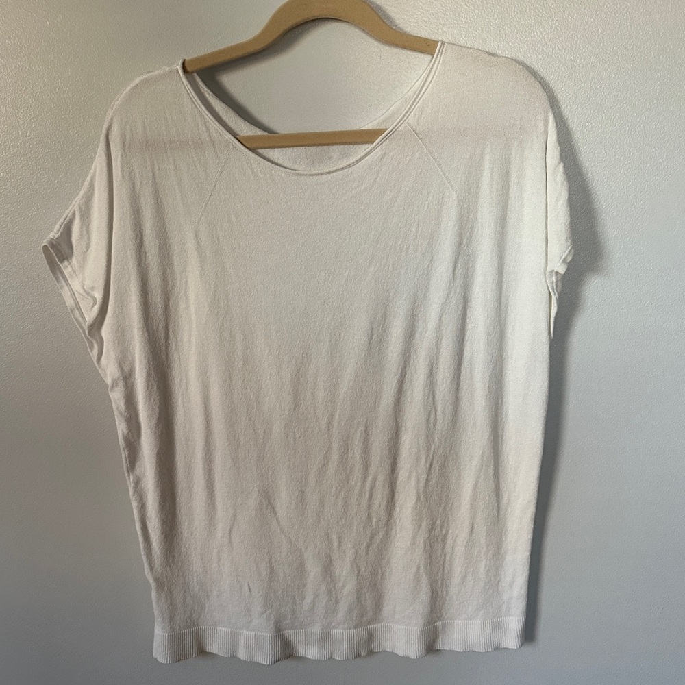 LOFT white medium short sleeve nicer thicker fabric shirt